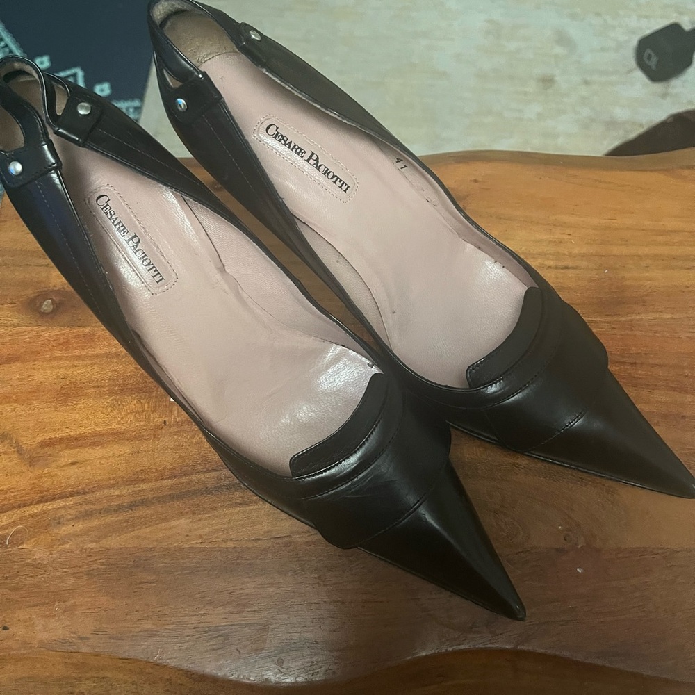 Cesare Paciotti Black Pointed Toe Heels